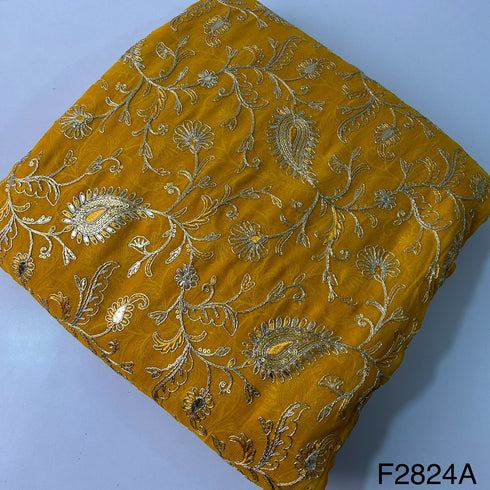 Zari Sequins Embroidered Georgette Fabric-FR2824